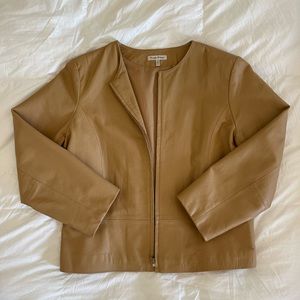 Caramel / tan faux leather zip up jacket